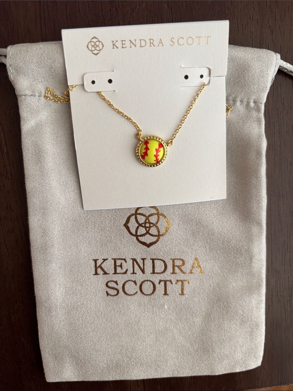 BNWT Kendra Scott Gold plated softball Necklace!